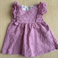 刺繍入りフリル袖チュニック ピンク
