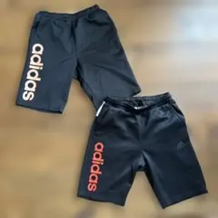 adidas 半ズボン 黒 ロゴ入り