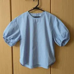 スローブイエナのパフスリーブ トップス ストライプ