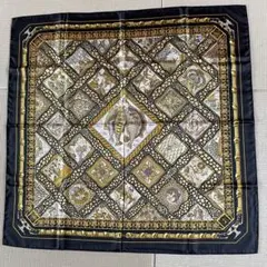 HERMES PARIS シルクスカーフ 黒金