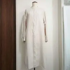 美品✨『MUJI 無印良品』リネン 麻 シャツ ロング 生成り ワンピース L