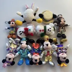 ディズニー ぬいぐるみバッジ とキーホルダー11点セット ミッキー ミニー