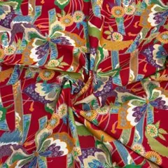 ☆生地 YUWA 和風っぽい 着物柄 蝶々 赤☆