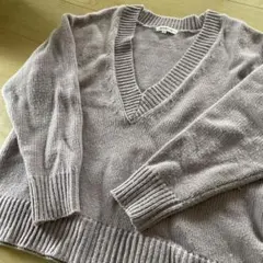 NATURAL BEAUTY BASIC 薄紫 Vネックニット M