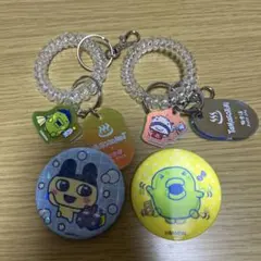 たまごっち&極楽湯コラボ　缶バッチ、ロッカー風アクリルキーホルダー　セット