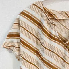 ストライプ 半袖シャツ　ワンピース　カジュアル　春　夏　レトロ