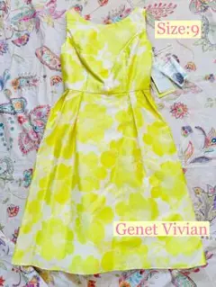 Genet Vivian イエローフラワーワンピース サイズ9のサムネイル