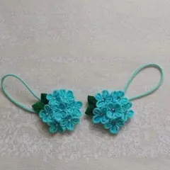つまみ細工　水色紫陽花のヘアゴム２点セット