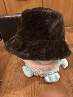 ハット帽子　ブラックファーハット　バケットハット