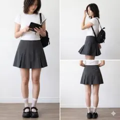 GRL グレイル インパン付きプリーツミニスカート スカパン S ダークグレー