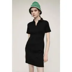 SLY 黒 半袖ポロシャツワンピース