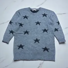 ハートマーケット 星柄ニットチュニック Fサイズ グレー アクリル100%
