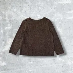VINTAGE ジャガードニット ブラウン y2k クルーネック セーター 無地