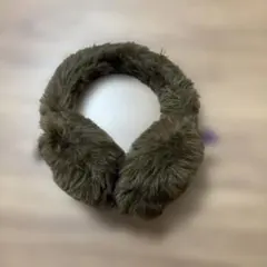 ファー イヤーマフ ブラウン パープルリボン