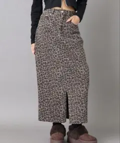 【ANAP】フロント スリット レオパード ロング スカートのサムネイル