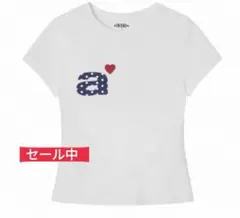 aeae Tシャツ ホワイト トップス カットソー 韓国 ロゴ ハート