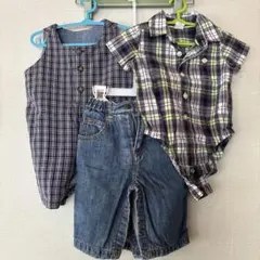 GAPロンパース・GAPシャツ・デニムショートパンツ3点セット 期間限定セール