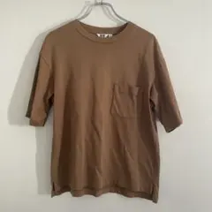 【フェイド有り】UNIQLO U ブラウン ポケット付き Tシャツ Mのサムネイル