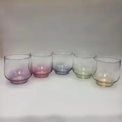 昭和レトロ　佐々木硝子 カラー グラデーション ガラス コップ グラス 5個