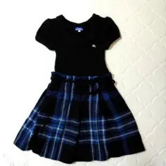 バーバリーブルーレーベル チェック ニット ワンピース ドッキン 切り替え