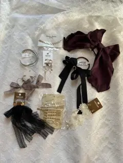 ヘアアクセサリーセット リボンとレースイヤリング