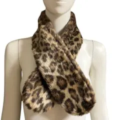 ヒョウ柄ファーマフラー レオパード柄 日本製