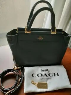 美品★レア COACH コーチ ハンドバック2way　レザー黒 希少 21343