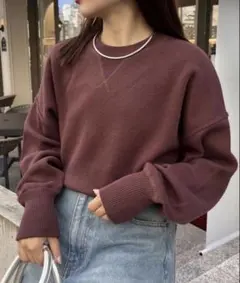 チャオパニックティピー スウェットライクボリュームスリーブニット ブラウン