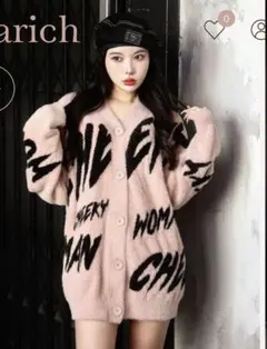 Darich グラフィック　ジャガード　ニット　カーディガン　ワンピース