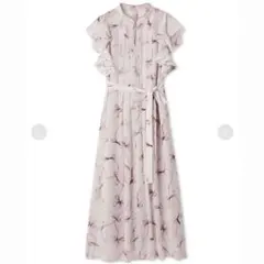 SNIDEL Sustainable フリルスリーブリボンプリントワンピース 0