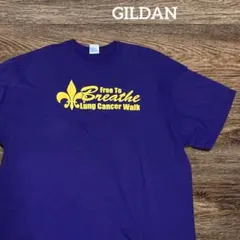 GILDAN ギルダン 両面プリントTシャツ 2XL 紫 百合の紋章　US古着のサムネイル