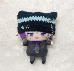 【ブラック×ライトブルー】ネコ耳 ニット帽 にじぱぺ ぬい服 ぬい帽子