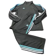 adidas アディダス　トラックジャケットセットアップ　ブラック黒　ブルー　M