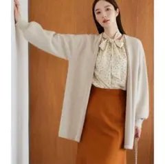 Andemiu チャイニーズラクーンコンキナガシカーディガン ベージュ