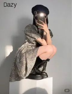 DAZY レオパード柄 ミニワンピース レディース、春夏サンドレス ヒョウ柄