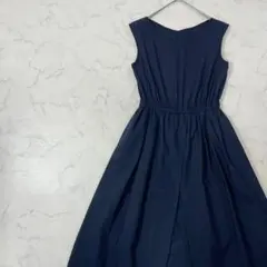 極美品 THEORY ノースリーブ プリーツ 切替 ワンピース ドレス P 青 