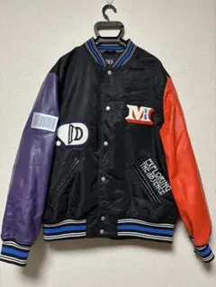 ZARA スタジャン L ワッペン 刺繍 ビッグロゴ ブラック オレンジ