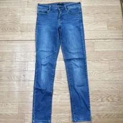 UNIQLO スキニーデニム ブルー 裾上げ部分ほつれ 一部色抜け 25インチ