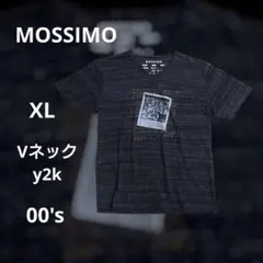 MOSSIMO　VネックTシャツ　XL　平成　00's　グレー　英字