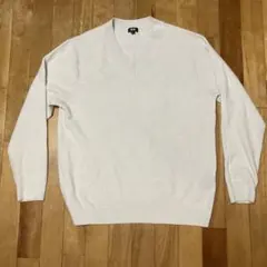 ユニクロ　ワッフルVネックセーター XL ベージュ