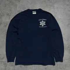 B*R様 Hanes 長袖Tシャツ カレッジ イベント系 雪 ネイビー USA古のサムネイル