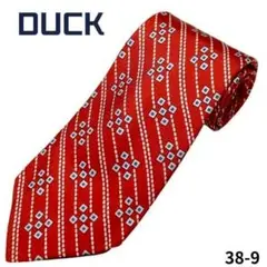 DUCK　ネクタイ　ストライプ　レッド　赤　スーツ　ビジネス　通勤　二次会