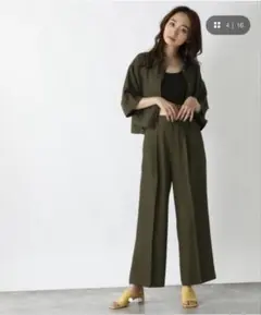 JEANASIS リネンライクドライシャツ カーキ セットアップ対応のサムネイル