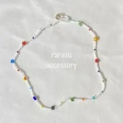 ハンドメイド　ミルフィオリガラス　ビーズ　ネックレス