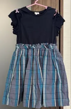 anyFAM エニィファム　2wayワンピース　チェック　紺色　130