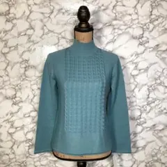 SIMPLE LIFE　（M）　ハイネックループ編みニットセーター　グリーン系