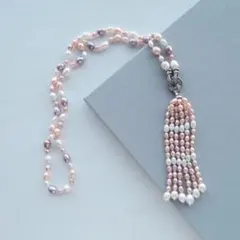 SALE タッセルパールネックレス 淡水パールネックレス
