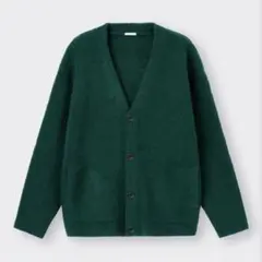 GU ブラッシュドヤーンカーディガン ダークグリーン 深緑