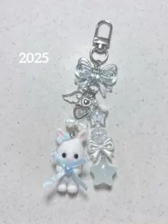 ビーズキーホルダー 青 水色 うさぎ 星 韓国 y2k コレクトブック