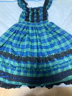 タータンチェックジャンパースカートグリーン